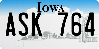 IA license plate ASK764
