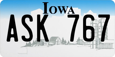 IA license plate ASK767