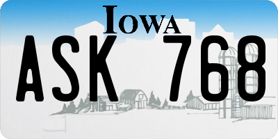 IA license plate ASK768