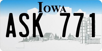 IA license plate ASK771