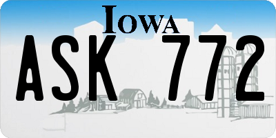 IA license plate ASK772