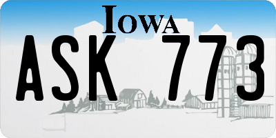 IA license plate ASK773