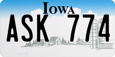 IA license plate ASK774