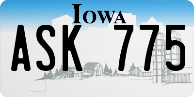 IA license plate ASK775
