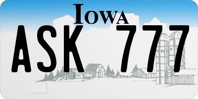 IA license plate ASK777