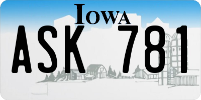 IA license plate ASK781