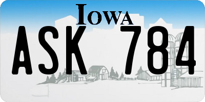 IA license plate ASK784