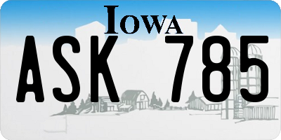 IA license plate ASK785