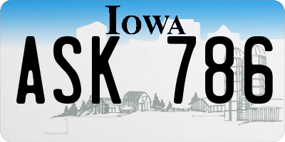 IA license plate ASK786