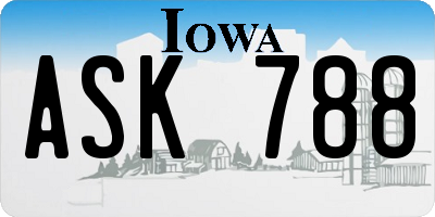 IA license plate ASK788