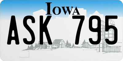 IA license plate ASK795