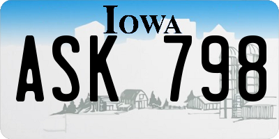 IA license plate ASK798