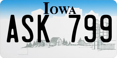 IA license plate ASK799