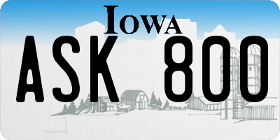 IA license plate ASK800