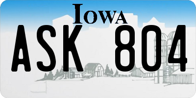 IA license plate ASK804