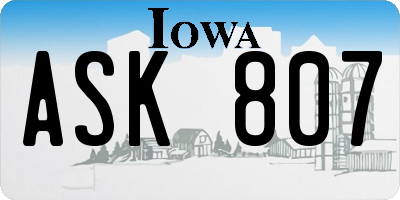 IA license plate ASK807