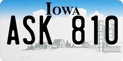 IA license plate ASK810