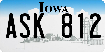 IA license plate ASK812