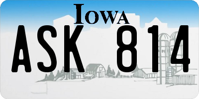 IA license plate ASK814