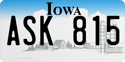 IA license plate ASK815