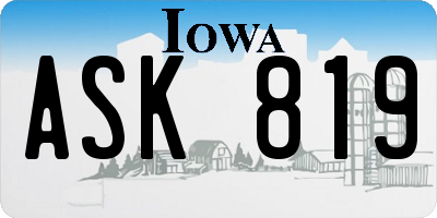 IA license plate ASK819