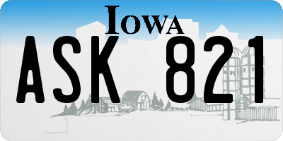 IA license plate ASK821