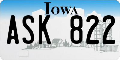 IA license plate ASK822