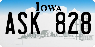 IA license plate ASK828