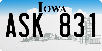 IA license plate ASK831