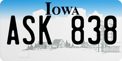 IA license plate ASK838