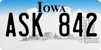 IA license plate ASK842