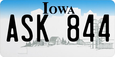 IA license plate ASK844