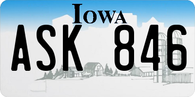 IA license plate ASK846