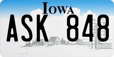 IA license plate ASK848