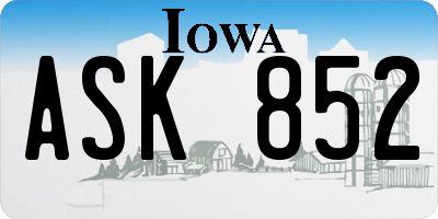 IA license plate ASK852