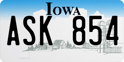 IA license plate ASK854