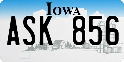 IA license plate ASK856