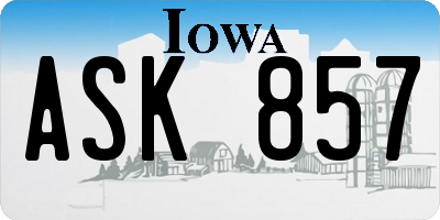 IA license plate ASK857