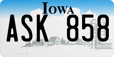 IA license plate ASK858