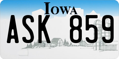 IA license plate ASK859