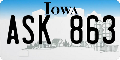 IA license plate ASK863
