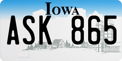 IA license plate ASK865