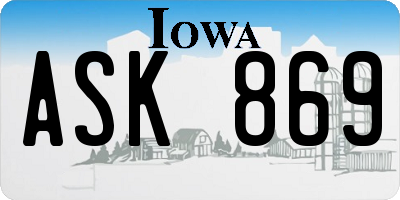 IA license plate ASK869
