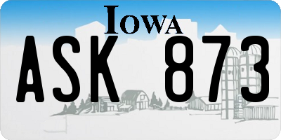 IA license plate ASK873