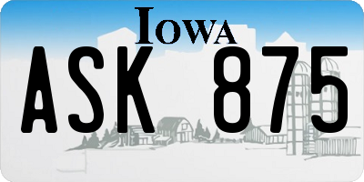 IA license plate ASK875