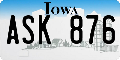 IA license plate ASK876