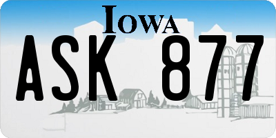 IA license plate ASK877