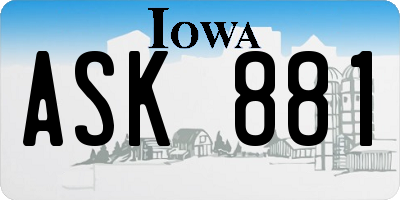 IA license plate ASK881