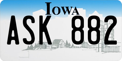 IA license plate ASK882