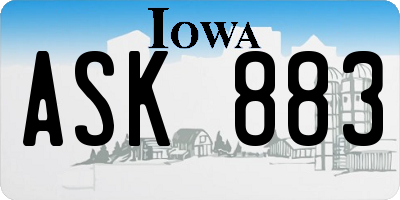 IA license plate ASK883